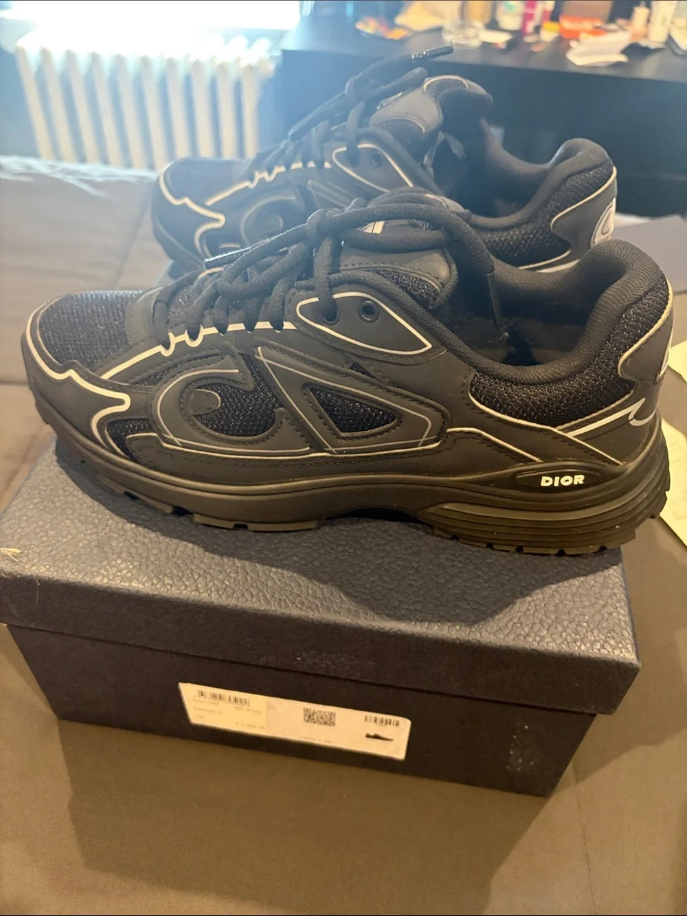 Dior Men’s Black and White Mesh Runner Sneakers